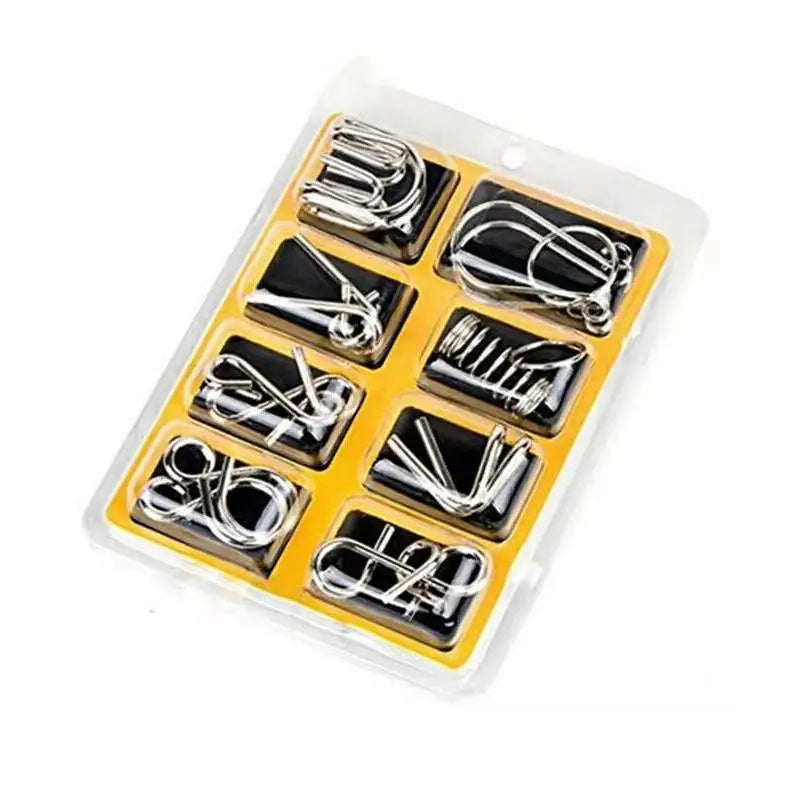 8PCS/Set Metal Wire Puzzle Mind Brain Teaser Puzzles Game for Adults Children Kids