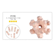 9PCS/Set Beech Wood Mini Size Burr Interlocking Wooden Puzzle Brain Teaser Game for Children Adults