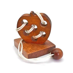 Apple-shaped Mind-stimulating Wooden String Puzzle Logic Mind Brain Teaser Rope Puzzles Game for Adults Children