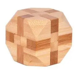 Bamboo Interlocking Burr Puzzle Toy - Brain Teaser Game for Adults & Kids