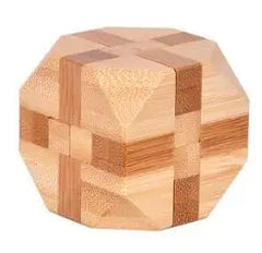 Bamboo Interlocking Burr Puzzle Toy - Brain Teaser Game for Adults & Kids