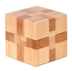 Bamboo Interlocking Burr Puzzle Toy - Brain Teaser Game for Adults & Kids