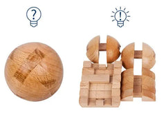 Beech Wood Ball shaped Wooden Brain Teaser Burr Puzzle Game for Adults Children