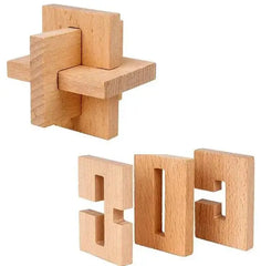 Beech Wood Wooden Burr Puzzles Interlocking Game for Adults KIds