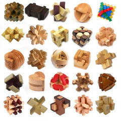 Classic 3D Wooden Puzzle Mind Brain Teaser Burr Puzzles Game for Adults Children Kids