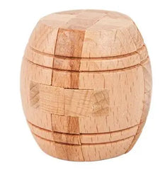 Classic Barrel-shaped Wooden Bamboo Interlocking Burr Puzzle Game for Adults Children