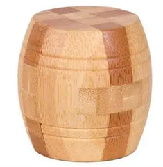 Classic Barrel-shaped Wooden Bamboo Interlocking Burr Puzzle Game for Adults Children