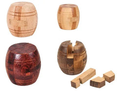 Classic Barrel-shaped Wooden Bamboo Interlocking Burr Puzzle Game for Adults Children