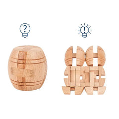 Classic Barrel-shaped Wooden Interlocking Burr Puzzles Game for Adults and Children, Brain Teaser, Logic Puzzle, Cognitive Skills, Problem Solving, Fun Toy for All Ages, Stress Relief, IQ Boosting Puzzle