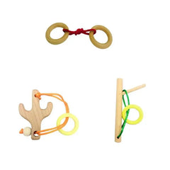 Desk Novelty 3D Wooden Rope Loop Puzzle Mind String Brain teaser Game for Adults Kids