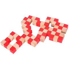 Four layers Intelligence Wooden Cube Snake Puzzle Mind Brain Teaser Game for Adults High Difficulty Level