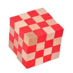 Four layers Intelligence Wooden Cube Snake Puzzle Mind Brain Teaser Game for Adults High Difficulty Level