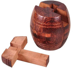 Classic Barrel-shaped Wooden Bamboo Interlocking Burr Puzzle Game for Adults Children