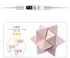 9PCS/Set Beech Wood Mini Size Burr Interlocking Wooden Puzzle Brain Teaser Game for Children Adults