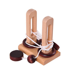 Desk Novelty 3D Wooden Rope Loop Puzzle Mind String Brain teaser Game for Adults Kids