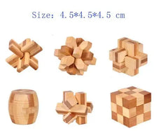 12PCS/Set Bamboo Wooden Puzzle Loop Rope Metal Brain Teaser Puzzles Game Toys for Adults Children Gift Box