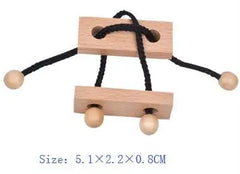 12PCS/Set Bamboo Wooden Puzzle Loop Rope Metal Brain Teaser Puzzles Game Toys for Adults Children Gift Box