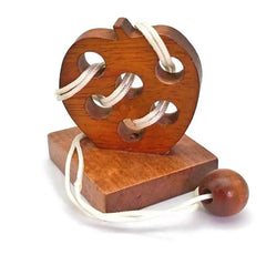 Apple-shaped Mind-stimulating Wooden String Puzzle Logic Mind Brain Teaser Rope Puzzles Game for Adults Children