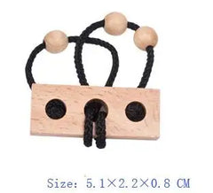 New 4PCS/Set Wooden Rope Puzzle Mind Brain Teaser String Loop Puzzles Game for Adults