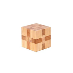 Portable Bamboo Wooden Brain Teasers Star Cross Ball Cube Puzzles Game for Adults Kids Size 4.5cm