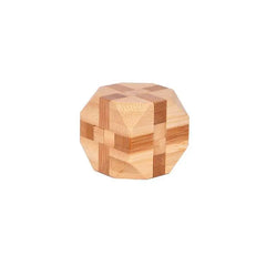 Portable Bamboo Wooden Brain Teasers Star Cross Ball Cube Puzzles Game for Adults Kids Size 4.5cm