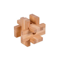 Portable Bamboo Wooden Brain Teasers Star Cross Ball Cube Puzzles Game for Adults Kids Size 4.5cm