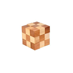 Portable Bamboo Wooden Brain Teasers Star Cross Ball Cube Puzzles Game for Adults Kids Size 4.5cm