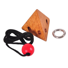 Pyramide Shaped Intelligence Wooden Rope Puzzle Game for Adults Kids