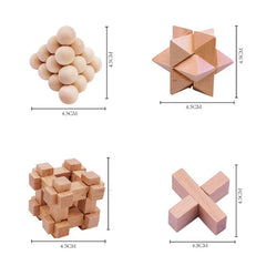 Wooden Lu Ban Kong Ming Lock Set Gifts Box Kids Adults IQ Brain Teaser 3D Montessori Jigsaw Puzzle Assembly Unlock Toy Games