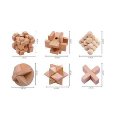 6PCS/12PCS Set Educational Wooden Bamboo Puzzle Interlocking Burr Puzzles Game Gift for Adults Children