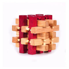 Classic 18-Piece Wooden Burr Puzzle - Brain Teaser Game for Kids & Adults