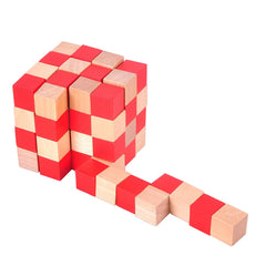 Four layers Intelligence Wooden Cube Snake Puzzle Mind Brain Teaser Game for Adults High Difficulty Level