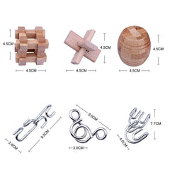 Wooden Lu Ban Kong Ming Lock Set Gifts Box Kids Adults IQ Brain Teaser 3D Montessori Jigsaw Puzzle Assembly Unlock Toy Games