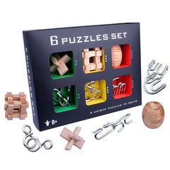 Wooden Lu Ban Kong Ming Lock Set Gifts Box Kids Adults IQ Brain Teaser 3D Montessori Jigsaw Puzzle Assembly Unlock Toy Games