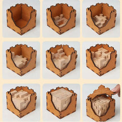 2024 New 3D Wooden Logic Brain Teasers Cube Box Puzzles Game