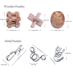 Wooden Burr Interlocking Brain Teaser Puzzle High Difficulty Level Puzzle Game Wooden Puzzle Combination Set For Adults Children