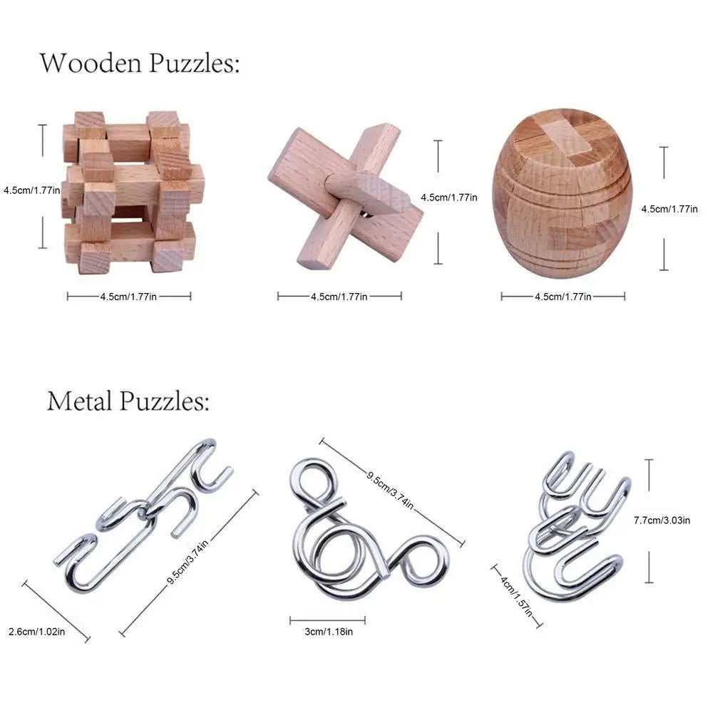 Wooden Burr Interlocking Brain Teaser Puzzle High Difficulty Level Puzzle Game Wooden Puzzle Combination Set For Adults Children